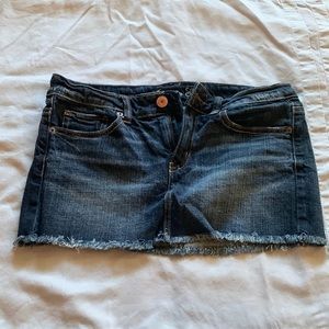 American eagle jean skirt cut off style dark washed blue